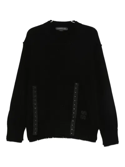 Boboutic Ribbon-detail Distressed Sweatshirt In Black
