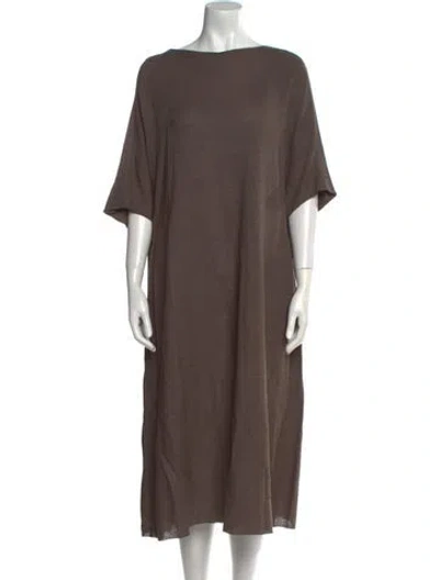 Pre-owned Boboutic Silk Midi Length Dress In Brown