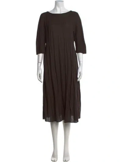 Pre-owned Boboutic Silk Midi Length Dress In Brown