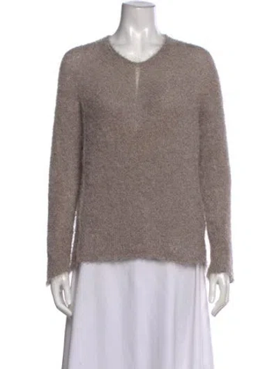 Pre-owned Boboutic Silk V-neck Sweater In Neutrals