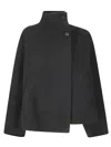 Boboutic Soft Fabric Double-breasted Jacket With High Collar In Black