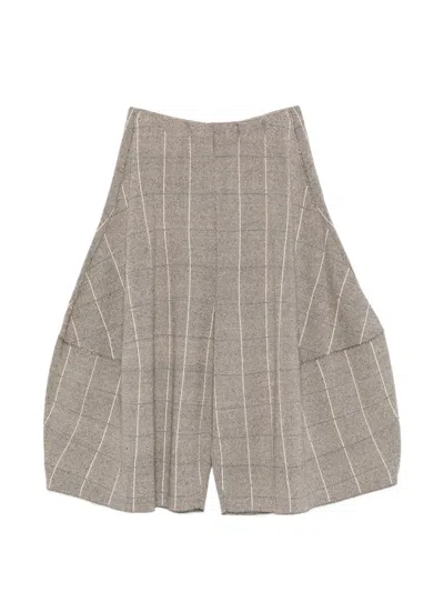 Boboutic Tweed Cropped Trousers In Neutral