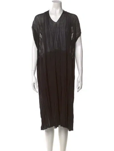 Pre-owned Boboutic V-neck Midi Length Dress In Brown
