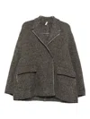 Boboutic Herringbone-weave Pocket Coat In Black