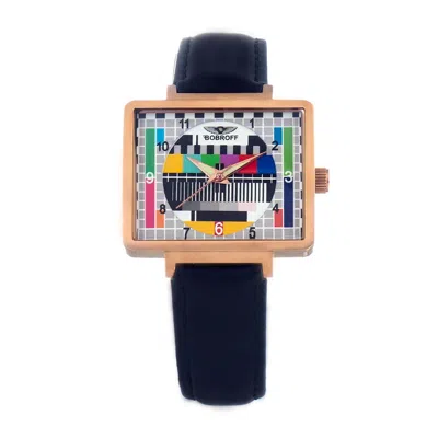 Bobroff Black Leather Watch In Gray