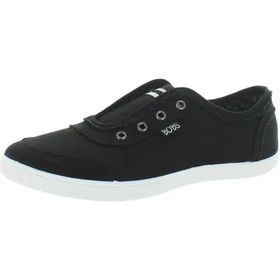 Bobs From Skechers Bobs B Cute-total Catch Womens Canvas Laceless Slip-on Sneakers In Black