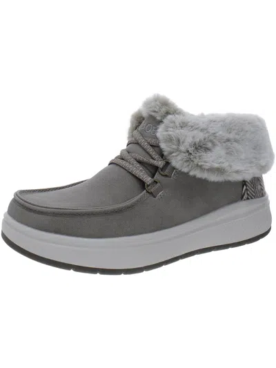 Bobs From Skechers Bobs Skipper Wave Womens Faux Fux Lightweight Shooties In Gray