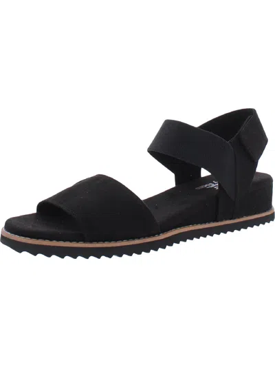Bobs From Skechers Desert Kiss Womens Strappy Casual Wedges In Black