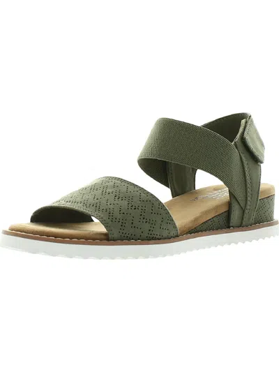 Bobs From Skechers Desert Kiss Womens Strappy Casual Wedges In Green