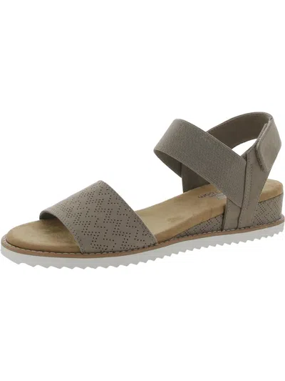 Bobs From Skechers Desert Kiss Womens Strappy Casual Wedges In Grey