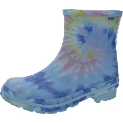 Bobs From Skechers Double Rainbow Womens Rubber Ankle Rain Boots In Blue