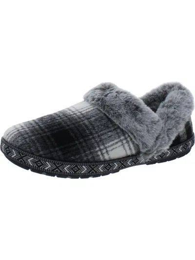 Bobs From Skechers Too Cozy Womens Dog Print Casual Slip-on Slippers In Black
