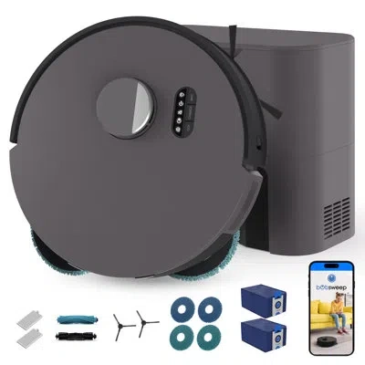Bobsweep Dustin Combo Robot Vacuum & Mop, With Dualscrub Spin Mops, 8000 Pa Suction, 100-day Auto-empty Dock, In Gray