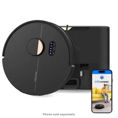 Bobsweep Dustin Plus Self-emptying Robot Vacuum & Mop With 100-day Dock, 8000 Pa Suction, Activated Charcoal  In Matte Black;black