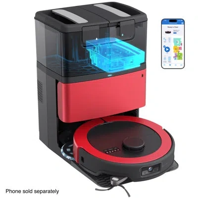 Bobsweep Maxim All-in-one Robotic Vacuum And Mop, With 22,000 Pa Suction, Odor Filtering Auto-wash & Auto-emp In Red