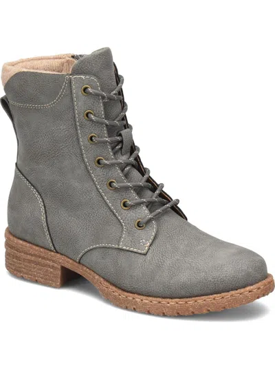 B.o.c. Claudia Womens Faux Leather Heeled Combat & Lace-up Boots In Gray