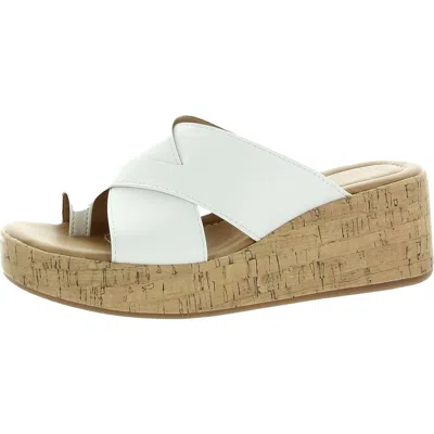 B.o.c. Womens Criss-cross Manmade Wedge Heels In White