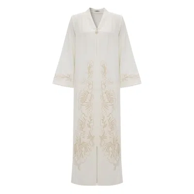 Bocan Couture Women's Liora Linen Zippered Dress Off White