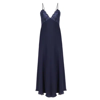 Bocan Couture Women's Sonya Silky Nightgown Navy Blue