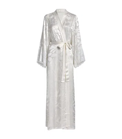 Bocan Lace-trim Charlotte Long Robe In White
