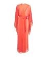 Bocan Silk Chiffon Long Robe In Orange