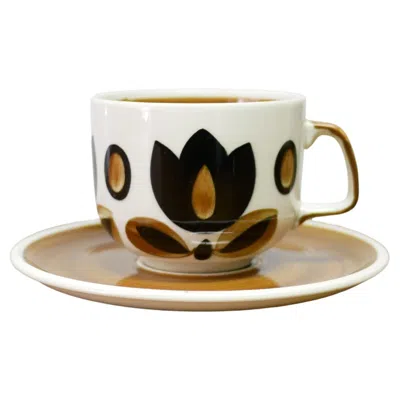 Pre-owned Boch La Louviere Vintage Cup And Saucer Produced By Boch La Louvière In Sand