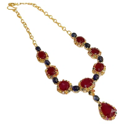 Pre-owned Bochic “baroque” Ruby, Blue Sapphire & Multi Sapphire In 18k Gold And Silver