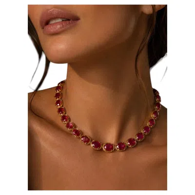 Pre-owned Bochic Capri 100ct Natural Ruby & 5ct Diamond Vintage Necklace Set, 18k Gold & S In Multi