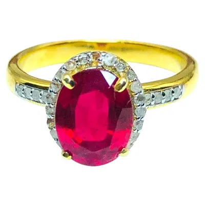 Pre-owned Bochic “capri” Natural Ruby & Diamonds Vintage Retro Ring Set In 18k Gold&silver In Multi