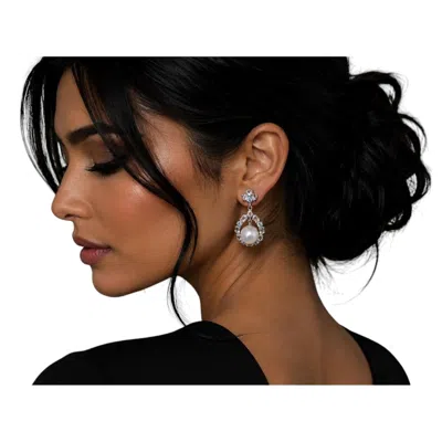 Pre-owned Bochic �capri� Natural Vintage Pearl & Topaz Earrings - 18k Gold & Silver In Multiple