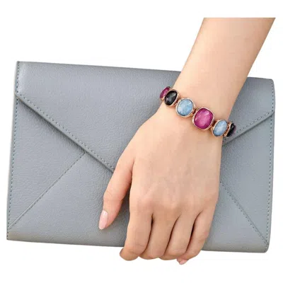 Pre-owned Bochic “capri” Ruby & Multi Fancy Sapphire & Ruby Bracelet Set In 18k Gold & Siv In Blue