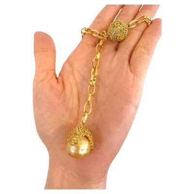 Pre-owned Bochic “capri” South Sea Pearl & Multi Gem Necklace Set In 18k & Silver