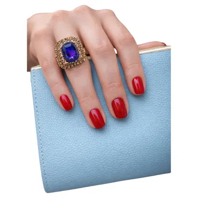 Pre-owned Bochic Capri Vintage 18k Gold & Silver Multi-gem Ring With Amethyst, Circa 1990 In Purple