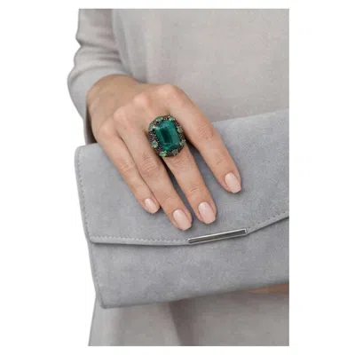 Pre-owned Bochic Capri Vintage 20ct Emerald & Pink Sapphire Ring In 18k Gold