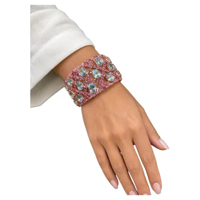 Pre-owned Bochic �capri� Vintage Amethyst & Blue Topaz Cuff - 18k Gold & Silver In Purple