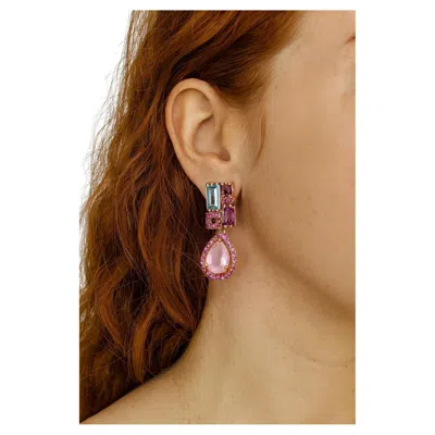 Pre-owned Bochic “capri” Vintage Amethyst & Blue Topaz Earrings Set In 18k Gold & Silver In Purple