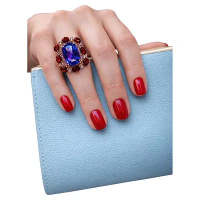 Pre-owned Bochic Capri Vintage Amethyst & Rose Garnet Ring In 18k Gold & Silver In Red