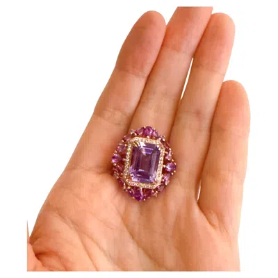 Pre-owned Bochic “capri” Vintage Amethyst & Topaz Ring Set In 18k Gold & Silver In Purple