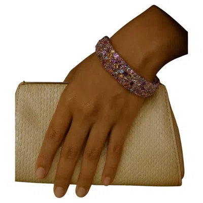 Pre-owned Bochic “capri” Vintage Amethyst, Aquamarine & Citrine Bangle Set In 18k Gold & S In Purple