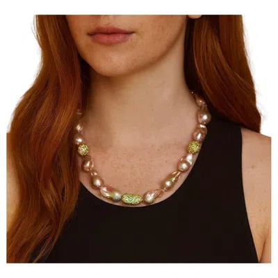 Pre-owned Bochic “capri” Vintage Baroque Pearl & Multi Gem Necklace Set In 18k & Silver