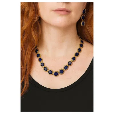 Pre-owned Bochic “capri” Vintage Blue Sapphire & Diamond Necklace & Earrings Set 18k Gold