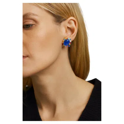 Pre-owned Bochic “capri” Vintage Blue Sapphire & Multi Pastel Sapphire Earrings Set In 18k