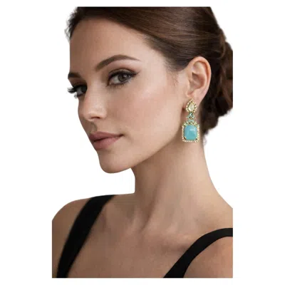 Pre-owned Bochic “capri” Vintage Blue Sapphire, Ruby & Rose Cut Sapphire Earrings Set In In Red