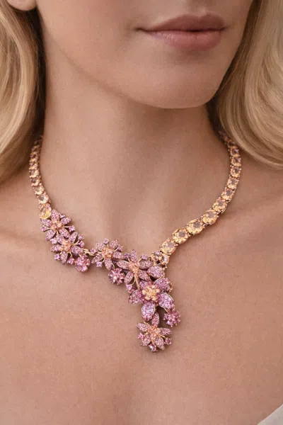 Pre-owned Bochic “capri” Vintage Citrine, Amethyst & Sapphire Necklace Set In 18k Gold & S In Purple