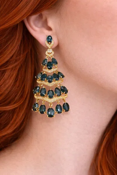 Pre-owned Bochic “capri” Vintage Citrine & White Topaz Earrings Set In 18k Gold & Silver