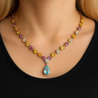 Pre-owned Bochic “capri” Vintage Diamond Amethyst, Citrine & Peridot Necklace Set 18k Gold In Purple