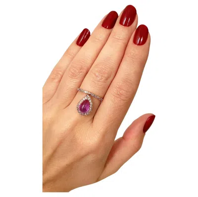 Pre-owned Bochic “capri” Vintage Diamond & Amethyst Ring Set In 18k Gold & Silver In Purple