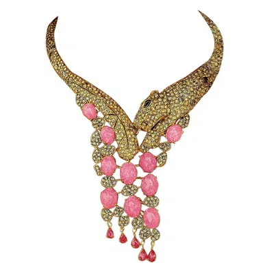 Pre-owned Bochic “capri” Vintage Diamond, Ruby & Fancy Sapphire Necklace Set 18k & Silver In Blue