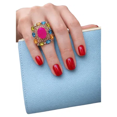 Pre-owned Bochic “capri” Vintage Diamond, Ruby, Peridot & Citrine Ring - 18k Gold & Silver In Multi
