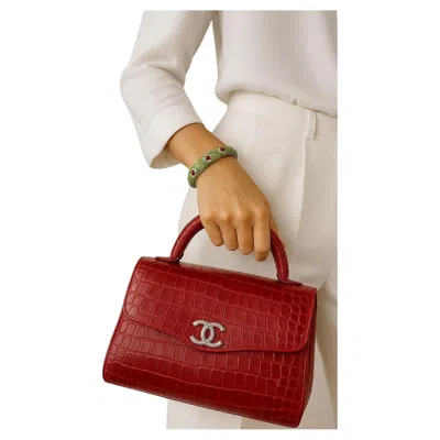 Pre-owned Bochic “capri” Vintage Emerald, Ruby & Diamond Bangle Set In 18k Gold & Silver In Multi